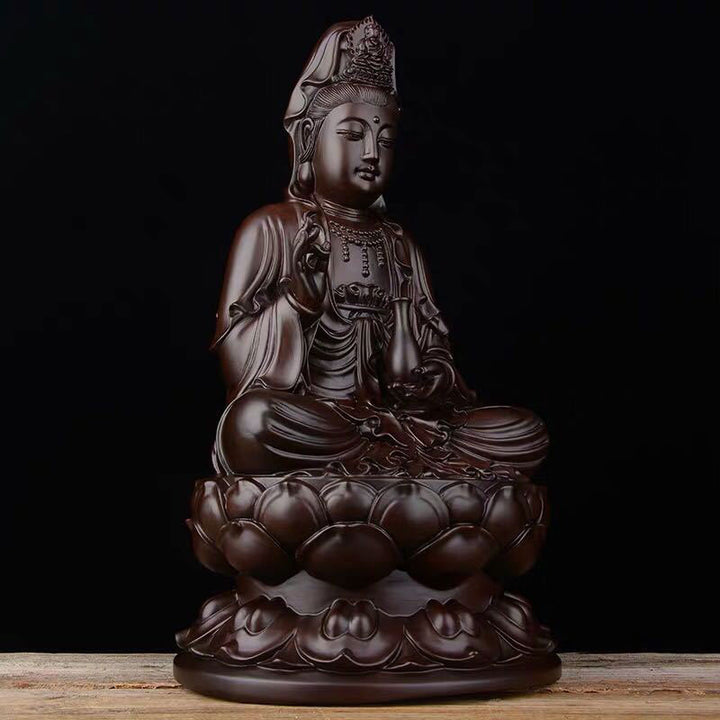 Buddha Stones Awalokiteśwara Hebanowy Lotos Harmonia Błogosławieństwo Dekoracja Domu - image 1