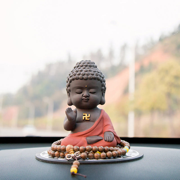 Buddha Stones Mały Budda Spokój Fioletowa Glina Dekoracja Biurka Domowego