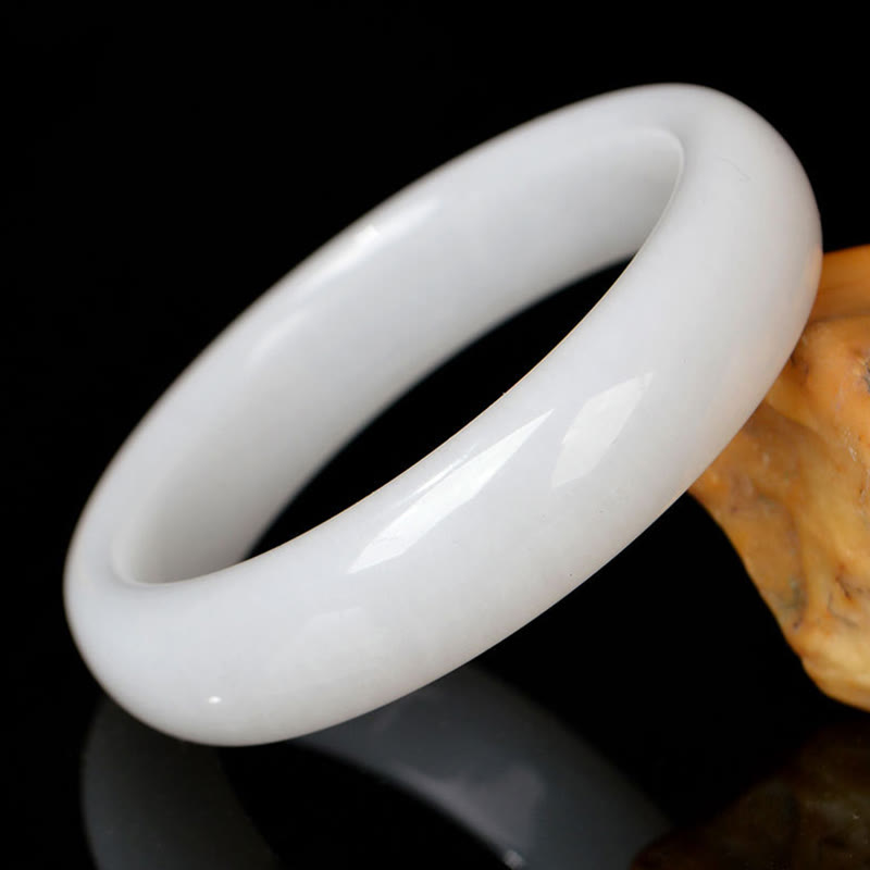 Buddha Stones Naturalny Złoty Jedwabny Jadeit Bransoletka Bogactwo Szczęście Bangle - Biały - 62mm - image 8