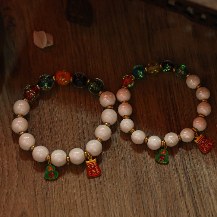 Buddha Stones Tybetańskie Kadzidło Popiół Porcelana Świecące Fluorescencyjne Liuli Szklane Koraliki Tykwa Miedziana Moneta Urok Bransoletka Pokoju