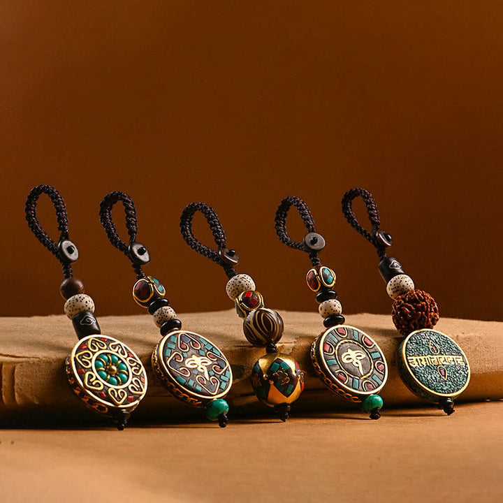 Buddha Stones Tybetański Om Mani Padme Hum Bodhi Seed Breloczek Pokoju