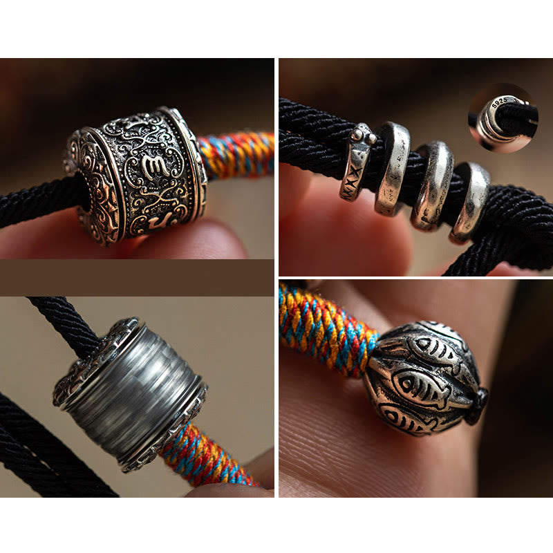 Buddha Stones Tybetańskie Om Mani Padme Hum Rzeźbiony Amulet Podwójnie Owijana Bransoletka