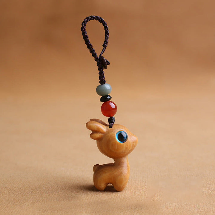 Buddha Stones sandałowe Małe liście Czerwone drzewo sandałowe Drewno hebanowe Zielone drzewo sandałowe Szczęśliwy mini jeleń Rzeźbiony Ochrona Brelok Telefon Wiszący Dekoracja