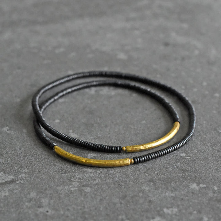 Bransoletka wielowarstwowa z Buddha Stones, drewna hebanowego, mosiądzu i miedzi - image 6