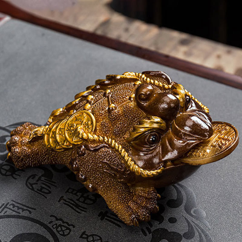 Buddha Stones Zmieniające Kolor FengShui Bogactwo Szczęśliwa Żaba Miedziana Moneta Herbata Zwierzę Żywica Figurka Dekoracja