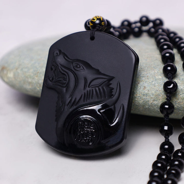 Naszyjnik z wisiorkiem oczyszczającym z czarnego obsydianu i Buddha Stones