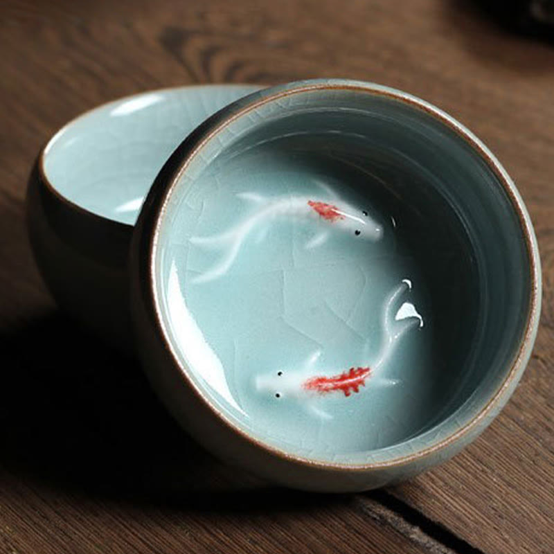 Buddha Stones Kolorowe Ryby Koi Ceramiczny Filiżanka Kung Fu Filiżanka Miska