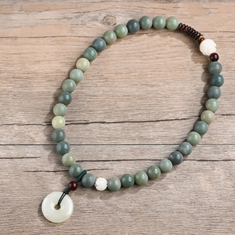 Bransoletka Buddha Stones Cyan Bodhi Nasiona Lotosu Jadeit Spokój Klamra Mądrość Podwójne Owijanie