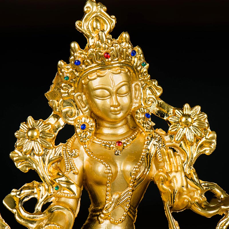 Buddha Stones Bodhisattwa Biała Tara Nadzieja Ochrona Pozłacana Statua Dekoracja