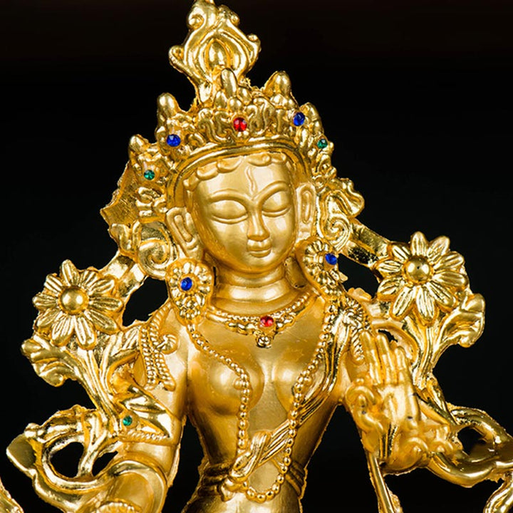 Buddha Stones Bodhisattwa Biała Tara Nadzieja Ochrona Pozłacana Statua Dekoracja
