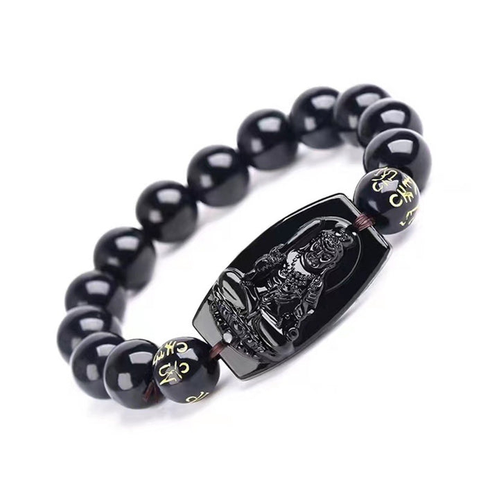 Bransoletka ochronna z obsydianu zodiaku Buddha Stones - Kogut-10mm - image 6