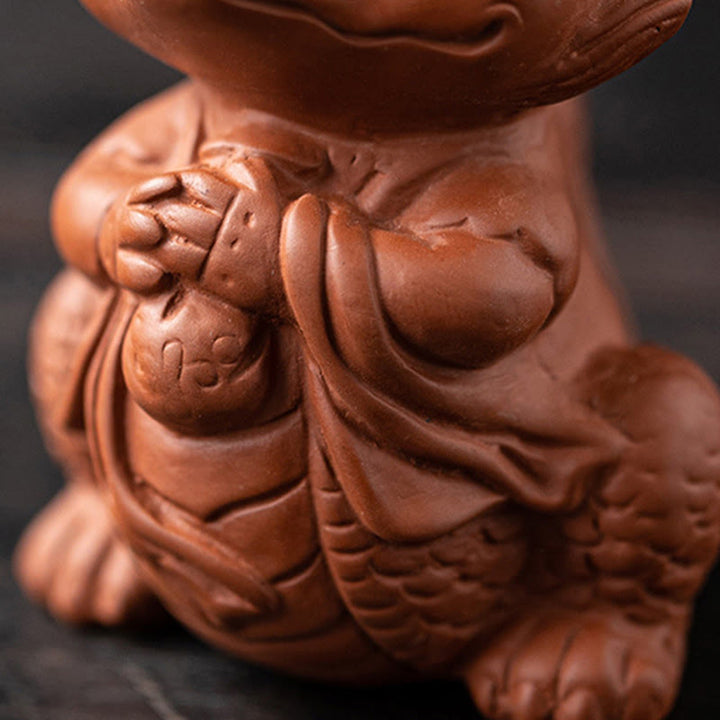 Buddha Stones Szczęście Smok Bogactwo Herbata Zwierzę Fioletowa Glina Figurka Dekoracja