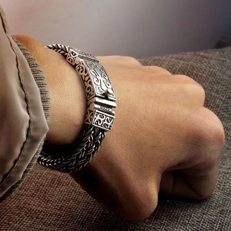 Bransoletka z plecionego łańcucha uzdrawiającego z Buddha Stones w stylu retro winorośli