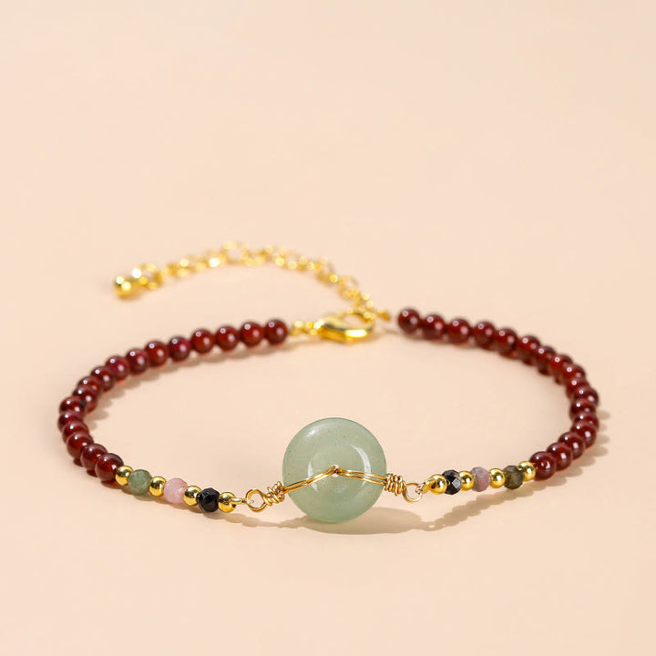 Bransoletka z naturalnych Buddha Stones Granat Peace Buckle Bead Calm