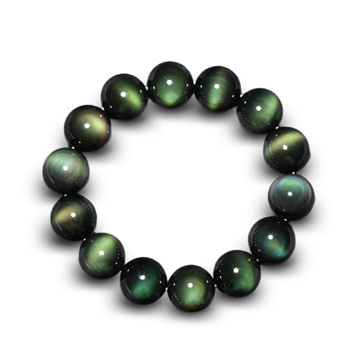 Bransoletka z naturalnego zielonego oka obsydianu z Buddha Stones
