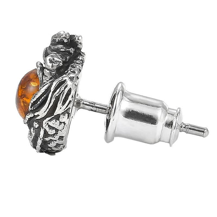 Buddha Stones 925 Srebro Sterling Naturalny Bursztyn Smok Sukces Ochrona - image 7