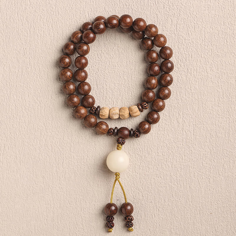 Buddha Stones Sandałowe Małe Liście Czerwonego Sandału Bodhi Nasiona Oczyszczające Bransoletka Podwójnie Owijana