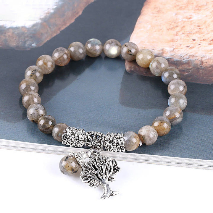 Buddha Stones Naturalne Kamień Szlachetny Drzewo Życia Szczęśliwy Talizman Bransoletka Elastyczna