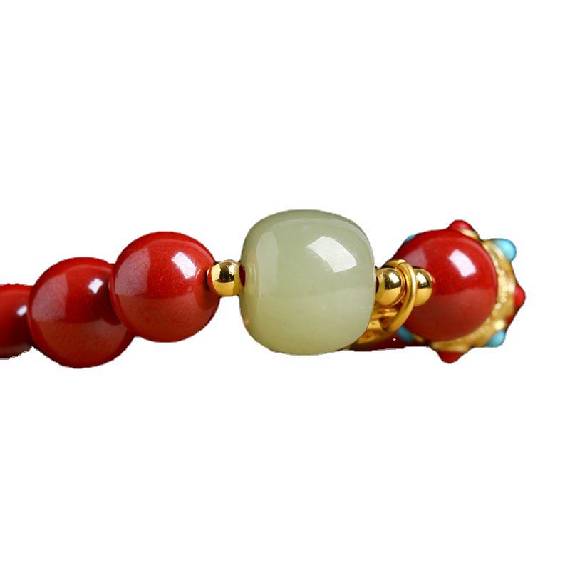 Bransoletka z Buddha Stones Cinnabar Green Aventurine Fortune Protection Charm