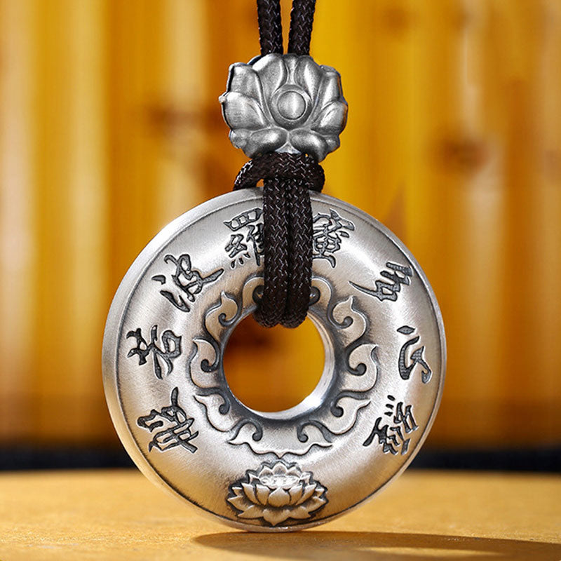 Naszyjnik z Buddha Stones 999 Srebro Sterling Sutra Serca Lotos Pokój Wisiorek - image 6