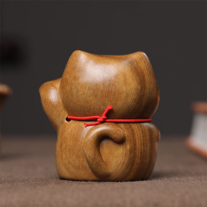 Buddha Stones Drzewo Sandałowe Małe Mini Słodkie Szczęśliwe Koty Dekoracje Pokoju - image 8