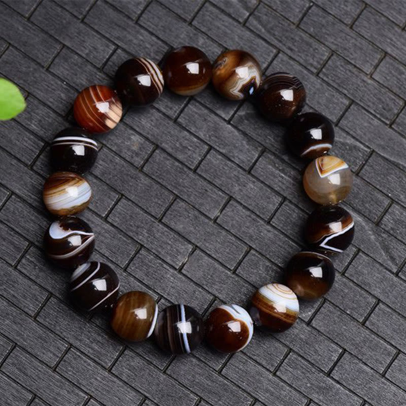 Buddha Stones Tybetański Sardonyx Szczęście Pozytywna Bransoletka