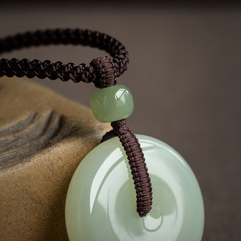 Buddha Stones Naturalne Okrągłe Jadeitowe Klamra Pokoju Szczęście Dobrobyt Naszyjnik Wisiorek