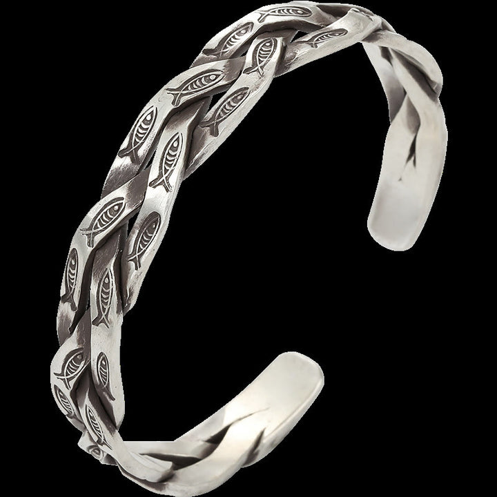 Buddha Stones Koi Ryba Skręcony Projekt Szczęście Bogactwo Mankiet Bransoletka Bangle