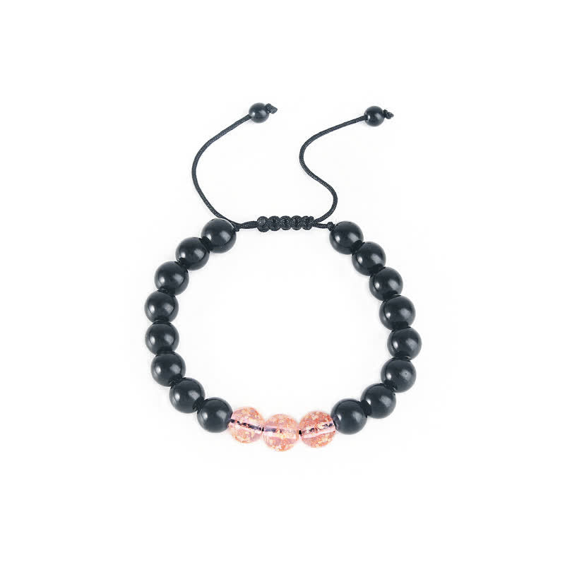Bransoletka Buddha Stones Black Obsidian Luminous Glowstone Strength