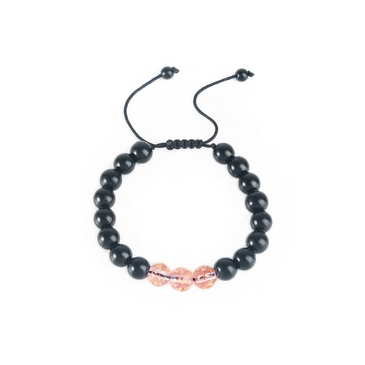 Bransoletka Buddha Stones Black Obsidian Luminous Glowstone Strength