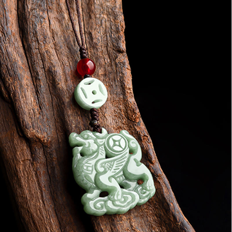 Buddha Stones Naturalny Jade Kirin Dobrobyt Telefon Wiszący Dekoracja
