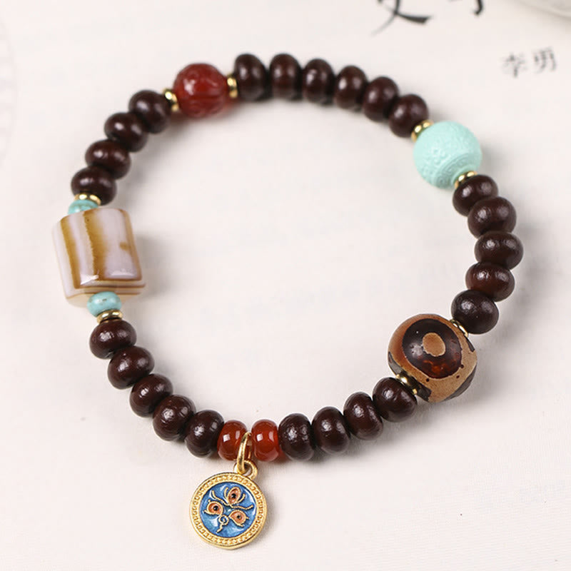 Buddha Stones Naturalne Tybetańskie Fioletowe Nasiona Bodhi Dzi Koraliki Bóg Bogactwa Mądrość Bransoletka