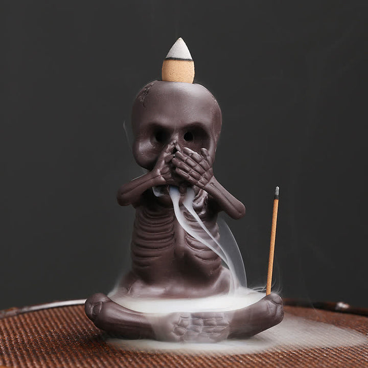 Buddha Stones Mała Czaszka Duch Fioletowa Glina Fontanna Dymna Zwrotna Pokój Kadzidło Palnik Dekoracja