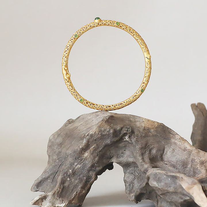 Buddha Stones Cyjan Jade Miedź Pomyślne Chmury Spokojna Uzdrawiająca Bransoletka Bangle