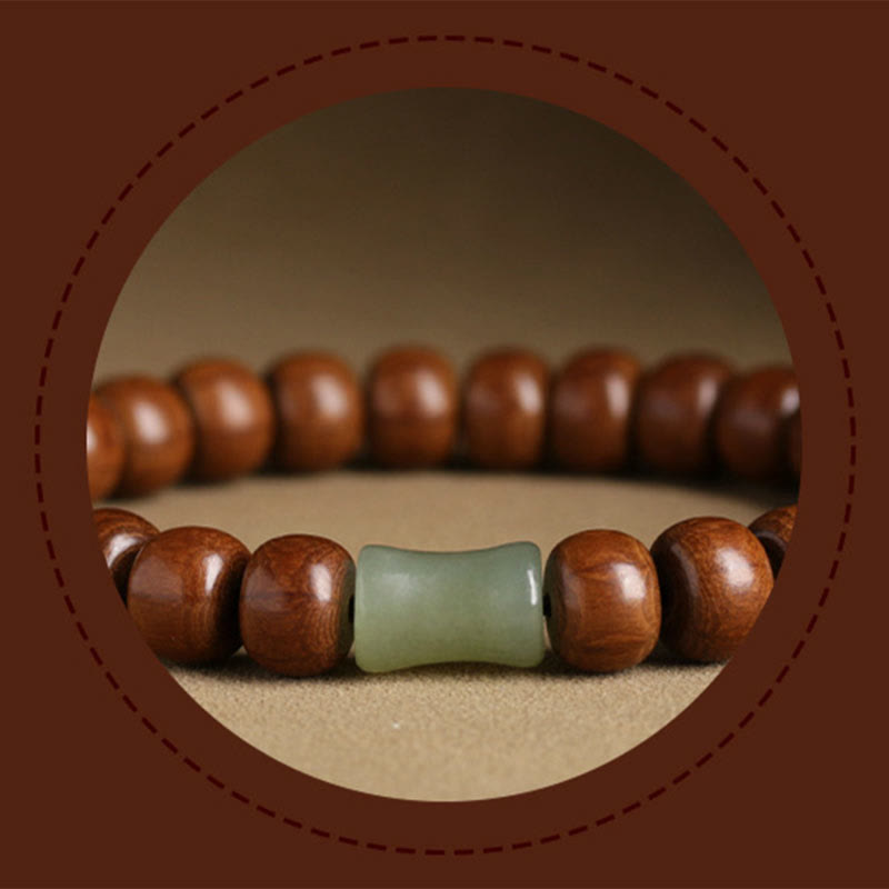 Buddha Stones Naturalne Abelia Biflora Drewno Hetian Jade Bambus Koralik Bransoletka Odpędzająca Złe Duchy