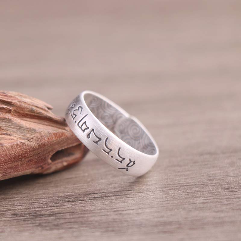 Buddha Stones 999 Srebro Sterlingowe Lotus Elephant Sześć Prawdziwych Słów Pierścień Błogosławieństwa - image 10