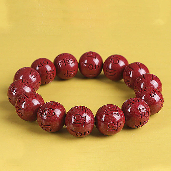 Buddha Stones Naturalne Podwójne PiXiu Cinnabar Om Mani Padme Hum Bogactwo Szczęście Koralikowa Bransoletka