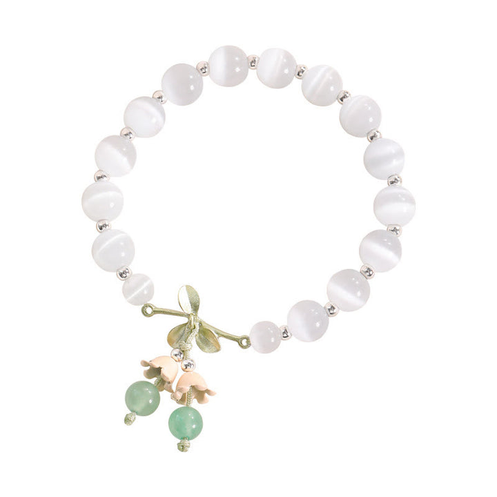 Bransoletka z Buddha Stones Cat's Eye Green Aventurine Blue Chalcedon Pink Crystal Peace Orchid