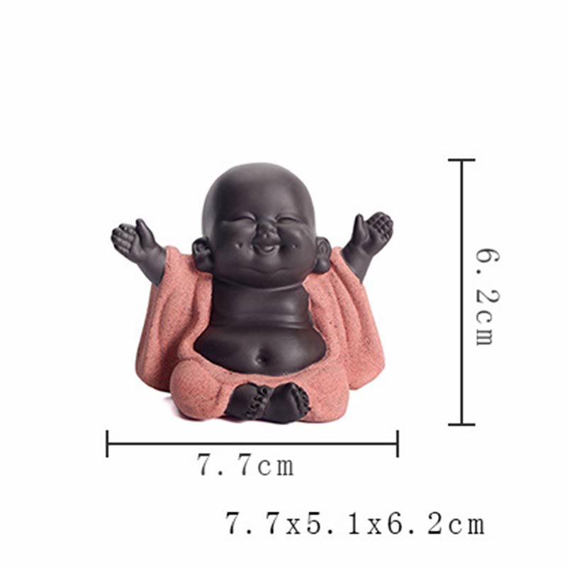 Buddha Stones Zawsze Uśmiechnięty Śmiejący się Budda Bogactwo Szczęście Fioletowa Glina Dekoracja Statuy Maitreya - image 7
