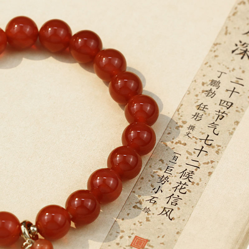 Bransoletka Buddha Stones Naturalny Czerwony Agat Budda Sukces