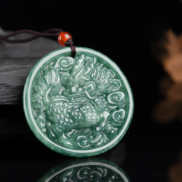 Naszyjnik z naturalnym jadeitem Kirin Abundance z Buddha Stones