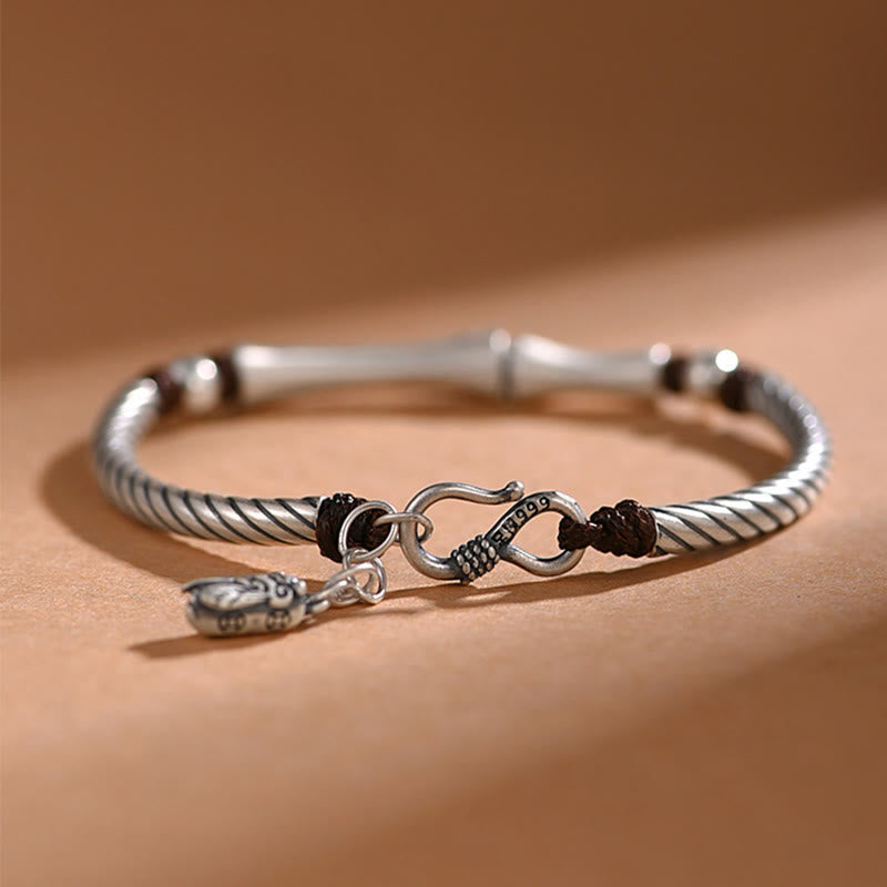 Buddha Stones 999 Srebro Sterling Wzór Bambusa Bransoletka Cicada Luck Wealth - image 2