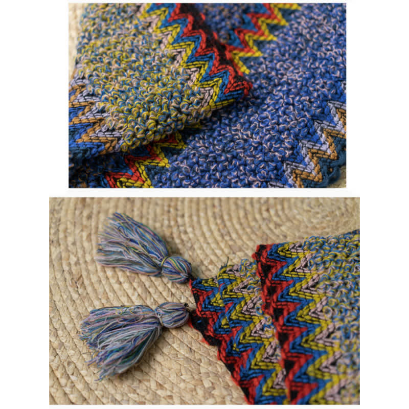 Buddha Stones Tybetański Szal Miękki Ciepły Robiony Na Drutach Płaszcz Zimowy Tybetański Szal Z Frędzlami - image 19