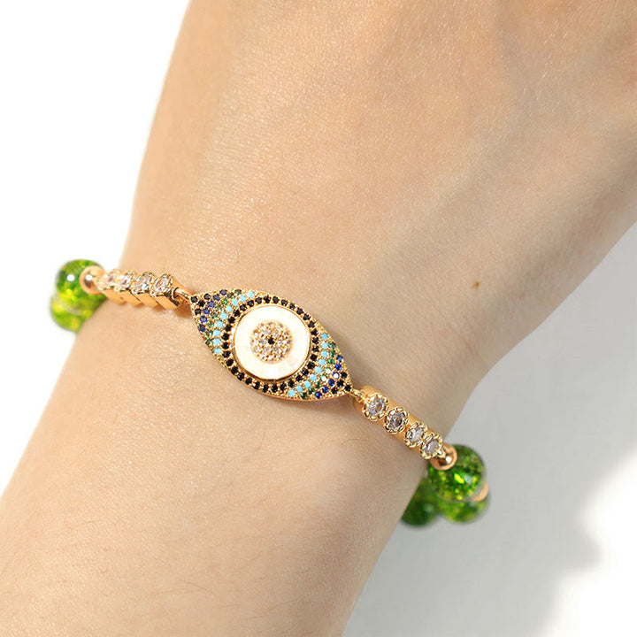 Bransoletka z Buddha Stones Naturalny Peridot Złe Oko Obfitość - image 4