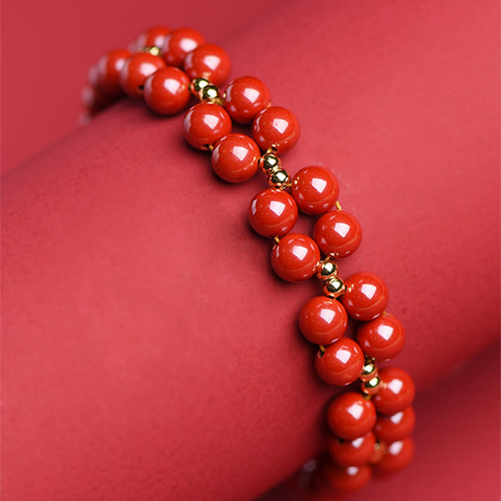 Bransoletka z koralików z Buddha Stones Natural Cinnabar Blessing