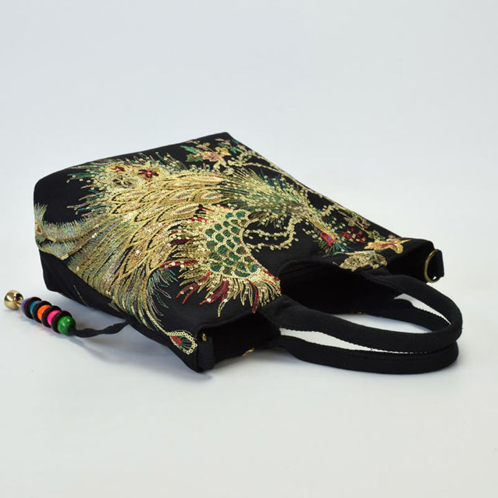 Buddha Stones Paw Dwustronna Haftowana Torba Tote Torba na Ramię Torba Crossbody