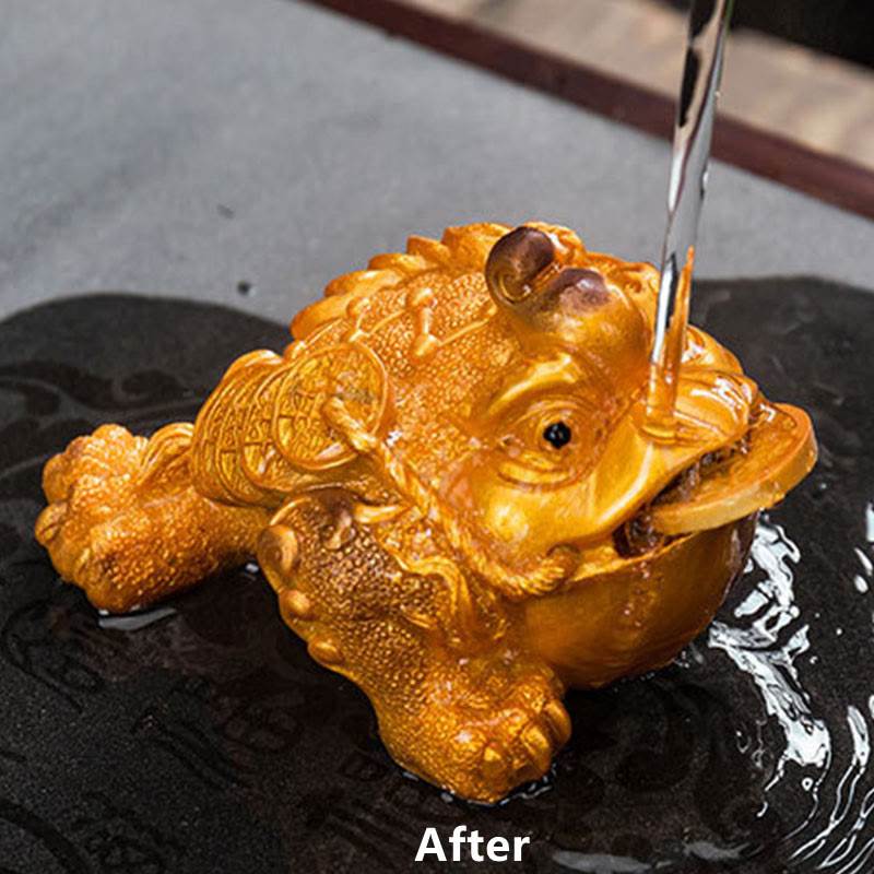 Buddha Stones Zmieniające Kolor FengShui Bogactwo Szczęśliwa Żaba Miedziana Moneta Herbata Zwierzę Żywica Figurka Dekoracja