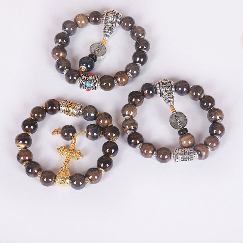 Buddha Stones Tybet Om Mani Padme Hum Koło Modlitewne Dorje Vajra Grawerowane Szklane Koraliki Bransoletka Mądrości