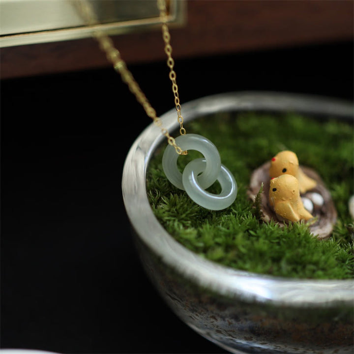 Buddha Stones 925 Srebro Sterling Naturalne Podwójne Zapięcie Pokoju Naszyjnik Wisiorek Hetain Jade Luck