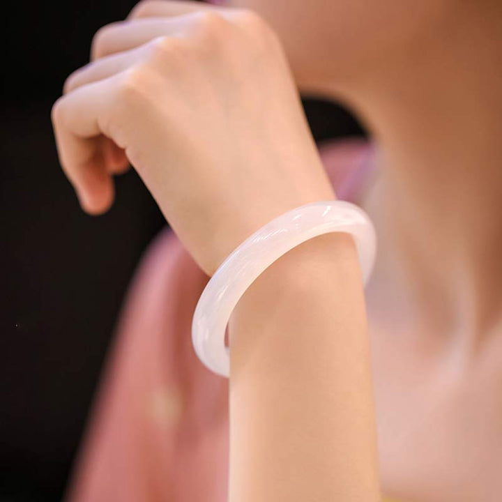 Buddha Stones Naturalne Chalcedon Harmonia Pozytywna Bransoletka Bangle